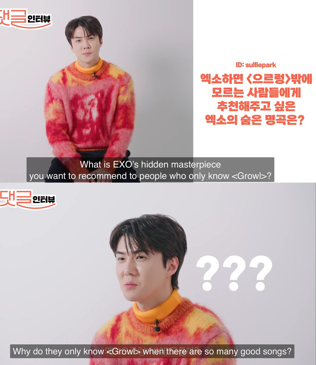 kokokbop's tweet photo. Sehun was asked what other EXO song can he recommend to those who only know “growl” 

THAT’S RIGHT KING 😭 https://t.co/JykT9S7tyR