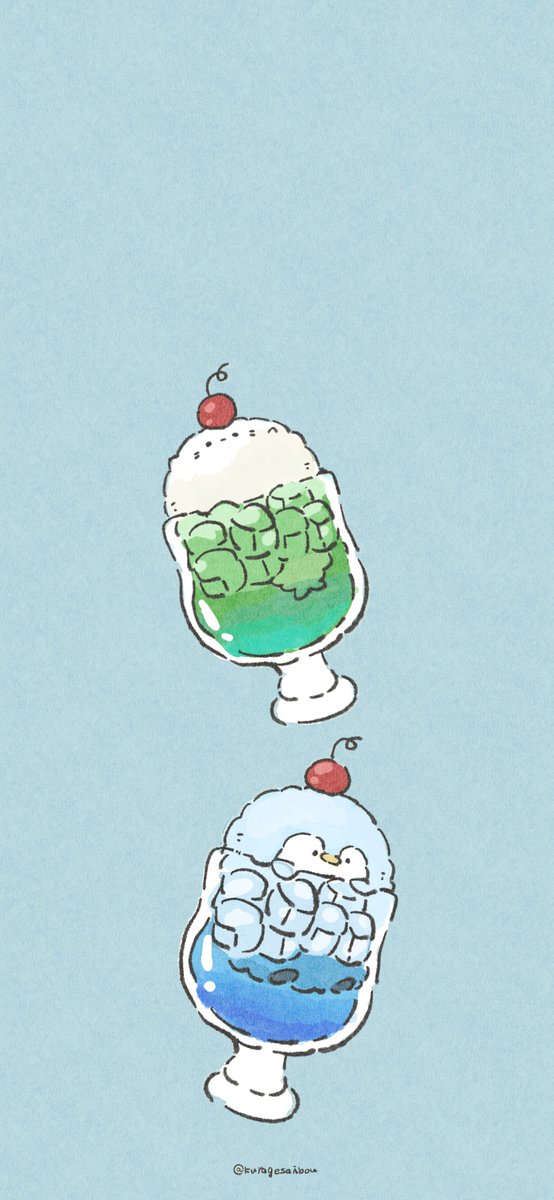 「おともだち
#あざらしちゃんのクリームソーダ 」|ɪᴄᴏɪ.のイラスト