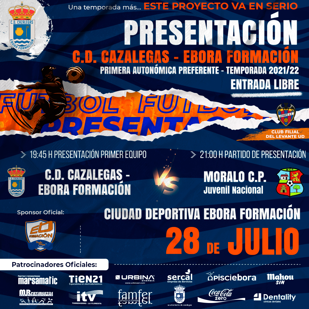 cdcazalegaseb's tweet photo. ⚽🎉 PRESENTACIÓN
👏 Ganas de veros, afición.
🆕 Fichajes  ✅ Renovaciones... 🆚 Partido Amistoso

💪 Una temporada más... ESTE PROYECTO  VA EN SERIO ❗❗

🕗 19:45 Presentación Primer Equipo
🕘 21:00 Partido de presentación
📆 28 Julio
🏟️ Ciudad Deportiva Ebora Formación https://t.co/fBvU5NvNWt