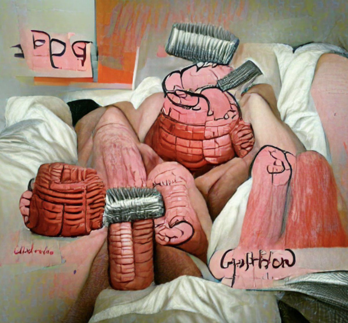 ImageLearningAI; Philip Guston - Double Penetration. 

Meaty treat 🥵
