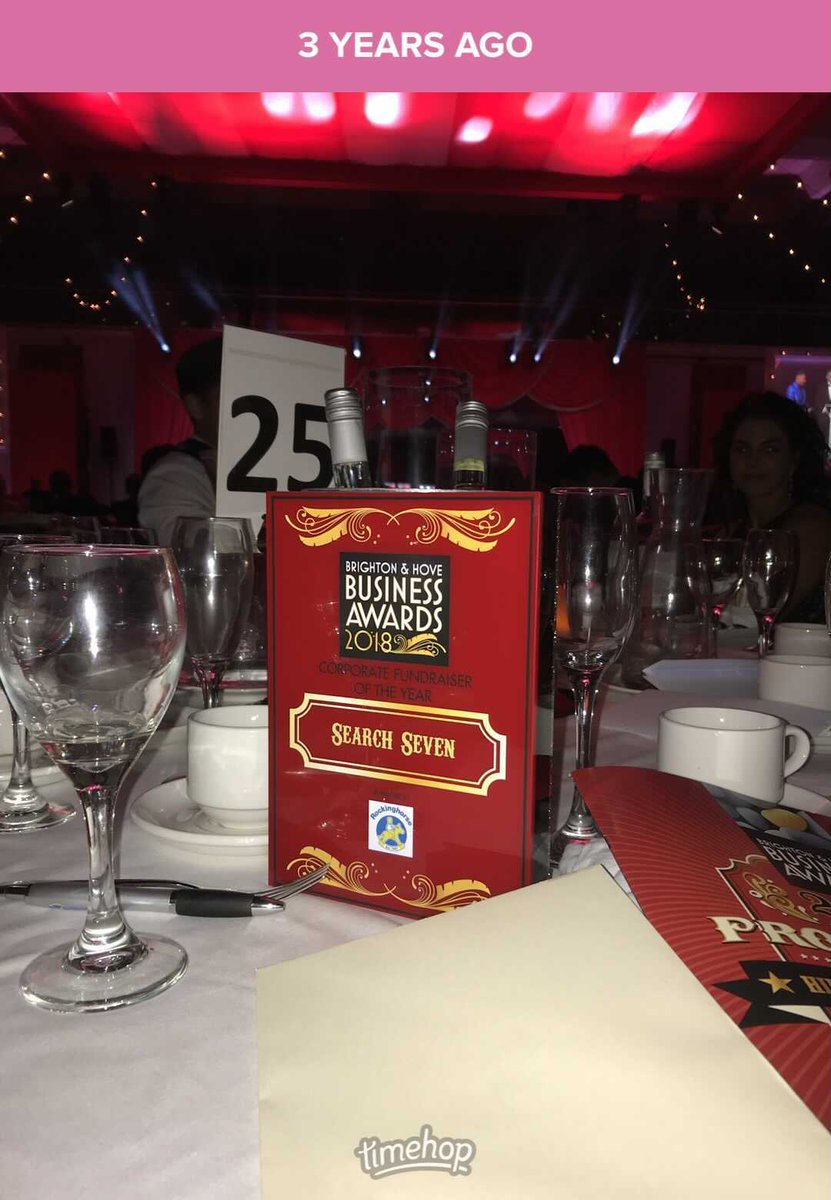 SearchSeven's tweet photo. A #ThrowbackThursday to 3 years ago when Search Seven won Best Corporate Fundraiser at the @BAHBA in 2018⭐️
It was during our #share7 campaign where we hosted three charity events raising £20,000 in one year which we shared our between 7 charities chosen by the team 💜 https://t.co/u8pxS72Tl0