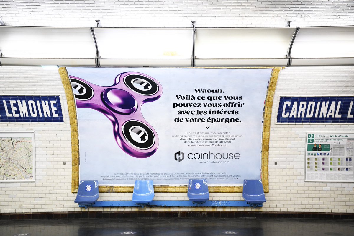 Coinhouse_EN's tweet photo. For the first time #Bitcoin and #cryptos appear in #Paris subway stations 🚀

Our new campaign is live : https://t.co/ZEpLybE3vV