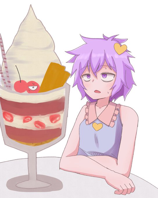 ジャンボパフェを注文したら思ったよりジャンボだったさとり様
 #深夜の真剣お絵描き60分一本勝負 