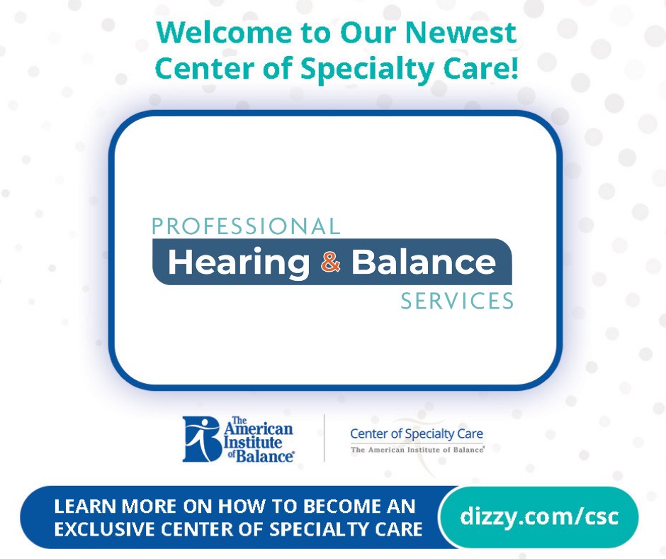 Welcome our newest Center of Specialty Care!  AIB has partnered with Professional Hearing &amp; Balance Services in Reston, VA to provide the most comprehensive, evidence-based care in Vestibular Management. 

Learn more! bit.ly/3hCte5Xars