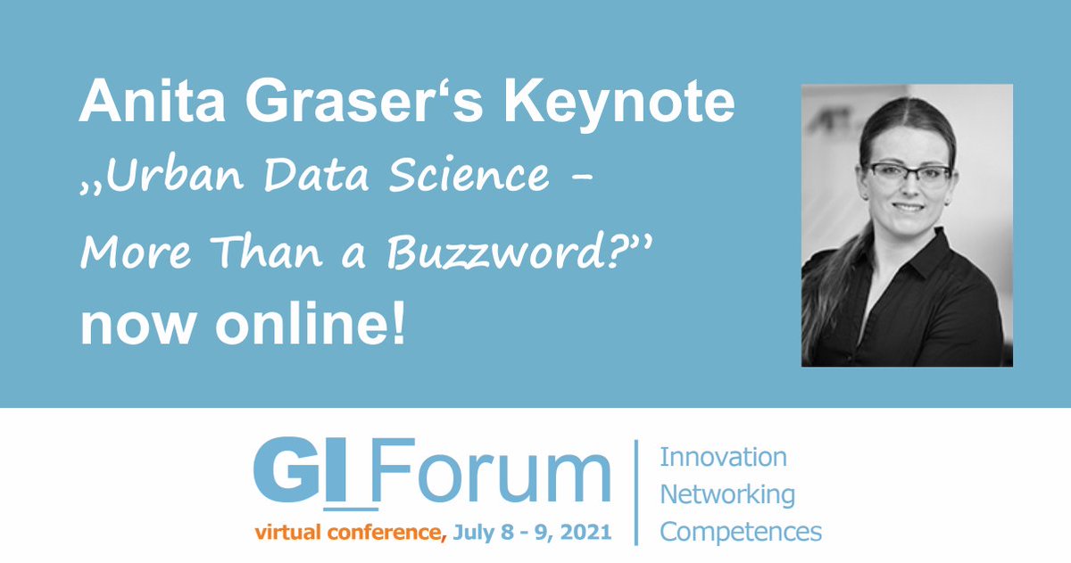 Did you miss Anita Graser's (@underdarkGIS) Keynote during #GIForum2021? No problem! You can (re-)watch it online: bit.ly/3kHpaV1 @Z_GIS1 @oeaw @PLUS_1622 @AITtomorrow2day