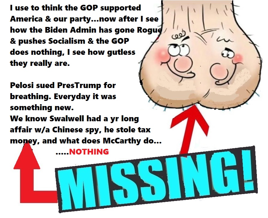 sshep_99's tweet image. Why is it Pelosi &amp;amp; Socialists sued Pres Trump for everything he did, and our GOP are playing grabass w/each other while Biden destroys America.
Trump didnt have 5 min. where he wasnt fightg something.
We need a GOP that cares, the ones we have now are spineless
#ReplaceMcCarthy