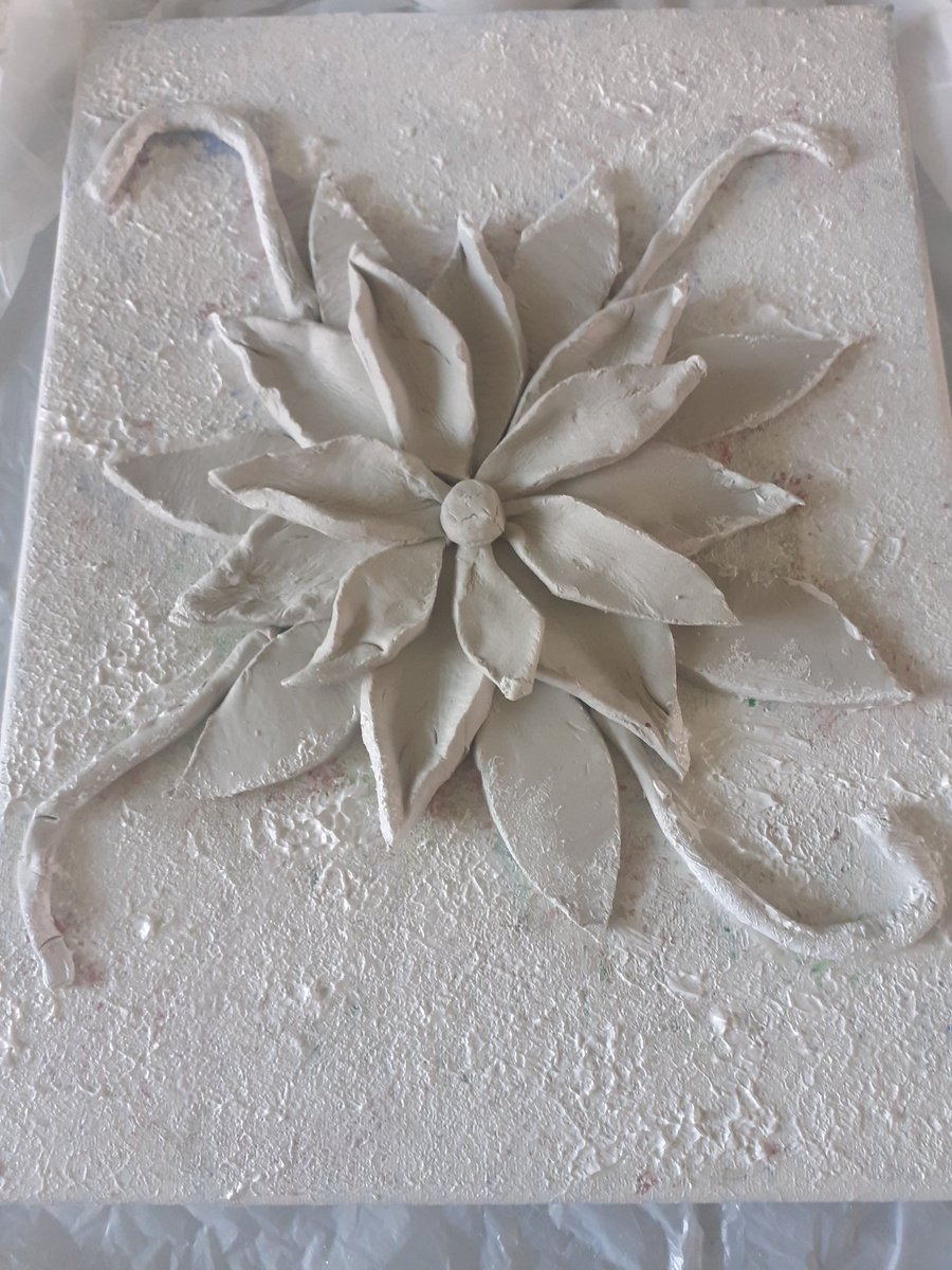 sandra_husk's tweet photo. I have just done this piece, done a drawing of what I wanted to do , roll and cut the pieces, #gluedon , covered canvas with gesso , now need to dry before sponge painting it beige. I desperately need silver and gold sray paint. Cant wait to see how it turns out ๐ค๐ https://t.co/qYjq0fepbk