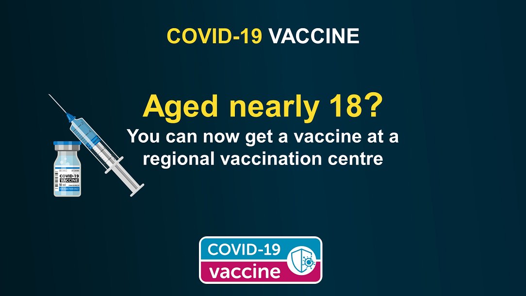 GOOD NEWS 🥳

If you turn 18 on or before 31 October 2021 you can now get vaccinated at any of the seven regional vaccine centres across NI 😃💉

🚶 You can walk into any vaccination centre or book online 👉 whttp://covid-19.hscni.net/get-vaccinated/