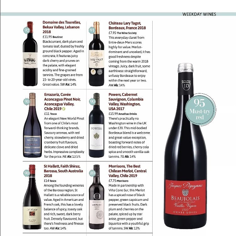 TourellesLiban's tweet photo. Glad to see our flagship Domaine des Tourelles Red wine featured in this month's @Decanter magazine as a “Weekday Wine” recommendation, with 92 points. https://t.co/uK2Onl7CN0