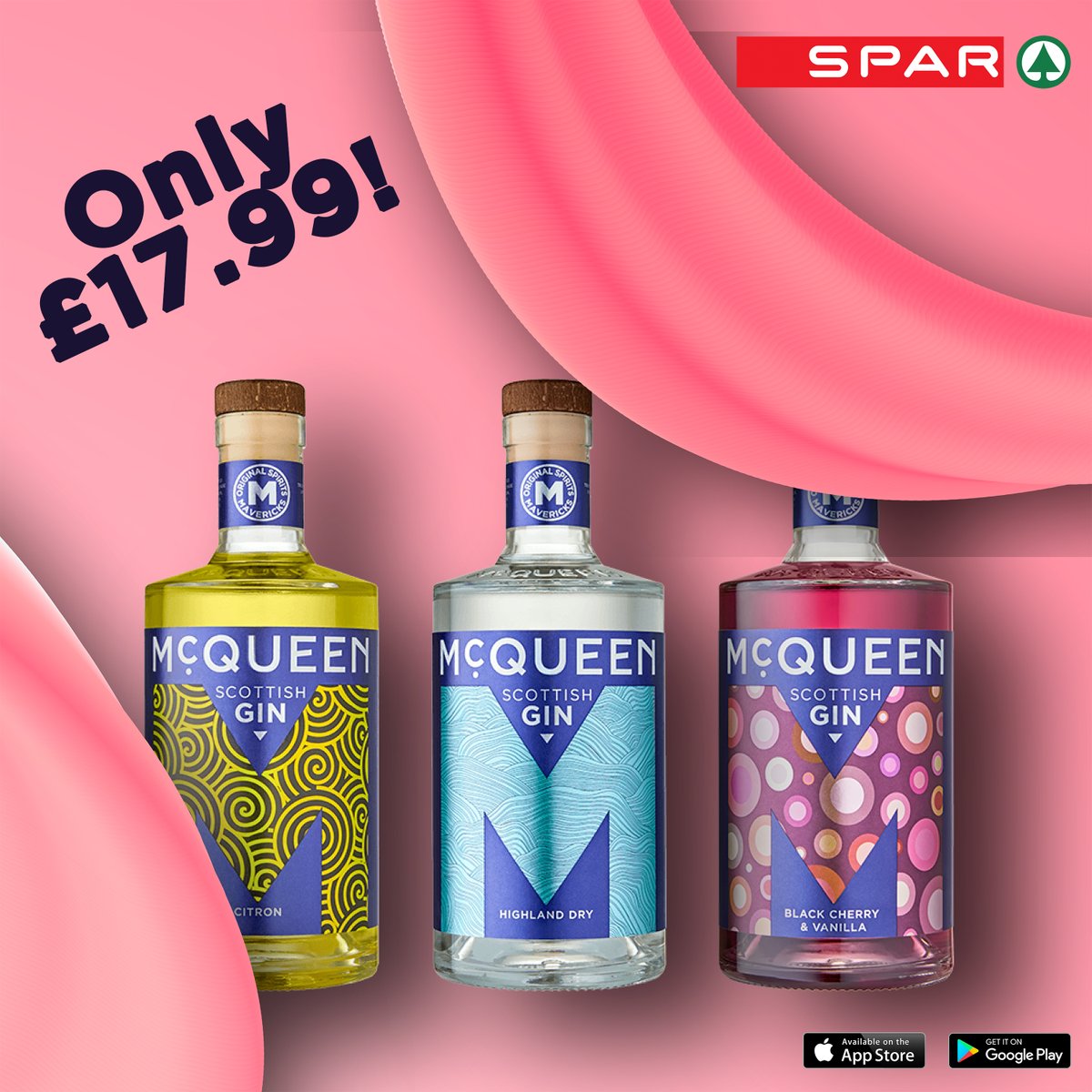 🎉It's Gin O'clock! 🎉
Spar stores across Scotland will be stocking our Citron, Highland Dry and our Black Cherry &amp; Vanilla Gins at a promotional price of just £17.99! Perfect to relax and cool down with during the heatwave! ☀
We will drink to that! 🍸
#mcqueengin #spar #offer