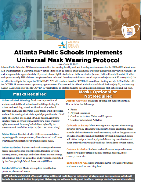 Dr. Lisa N. Herring (@drlisaherring) on Twitter photo Mask Up APS! Healthy and safe learning environments for our students is a top priority. As school starts back, <a href="/apsupdate/">ATL Public Schools</a> will continue to require masks for students and staff. Don’t Wait. Vaccinate. Learn more about our mask wearing protocol here below! Mask Up APS! Healthy and safe learning environments for our students is a top priority. As school starts back, <a href="/apsupdate/">ATL Public Schools</a> will continue to require masks for students and staff. Don’t Wait. Vaccinate. Learn more about our mask wearing protocol here below!
