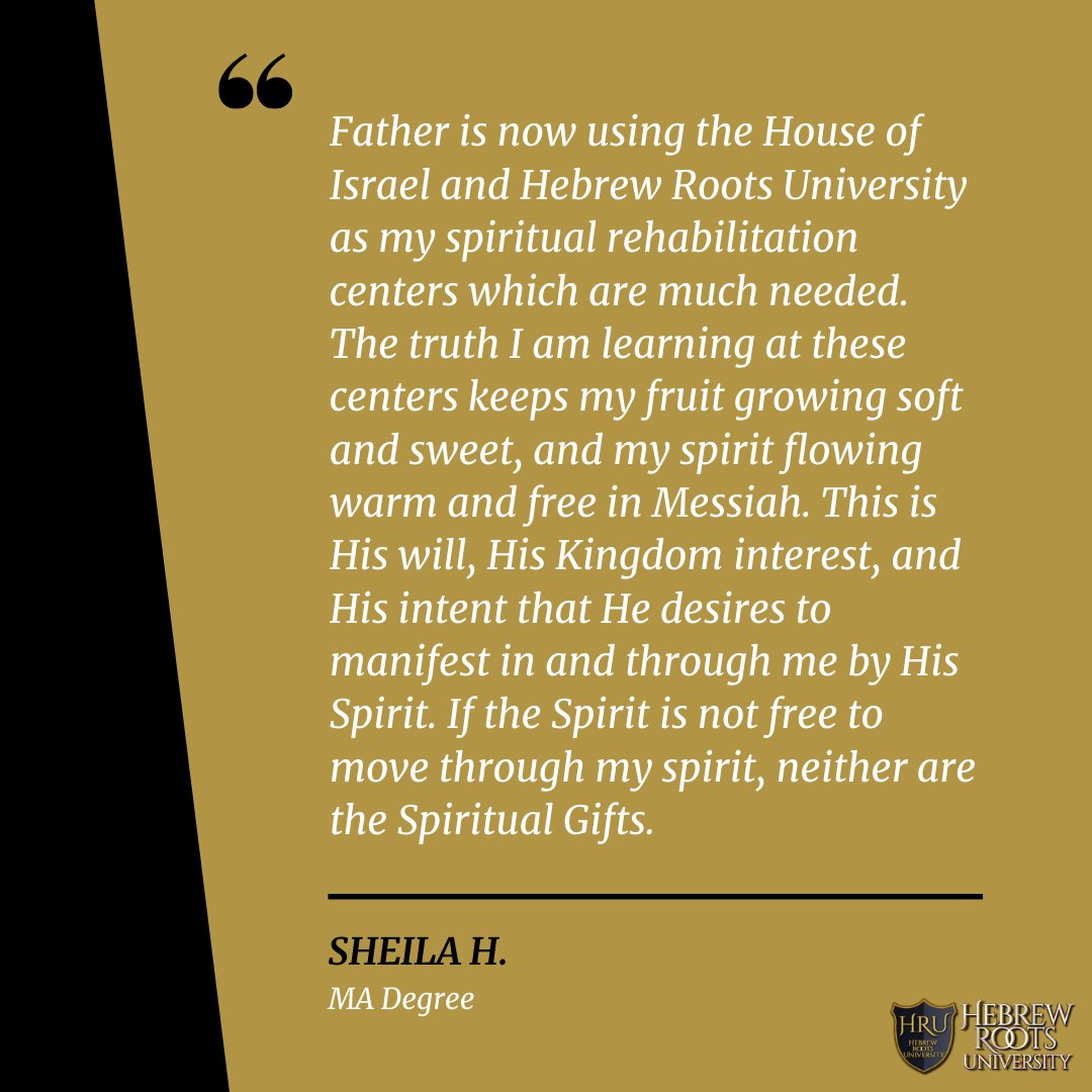 HebrewRootsU's tweet photo. This testimony is just one of many from our wonderful students. Thank you, Sheila! 

#hebrewrootsuniversity https://t.co/A4d5Fpq32f