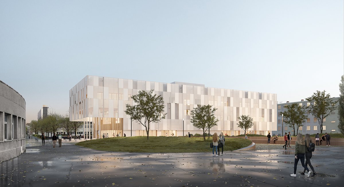 - Un exercice d'équilibre - pour le nouveau pôle esthétique coiffure du lycée Perrin-Goussier de #Rezé : compacité, sobriété et une double peau bioclimatique pour assurer intimité et confort 😌🍃 #teamarchi #lycee #architecture #biosource #regionpaysdelaloire  #concours