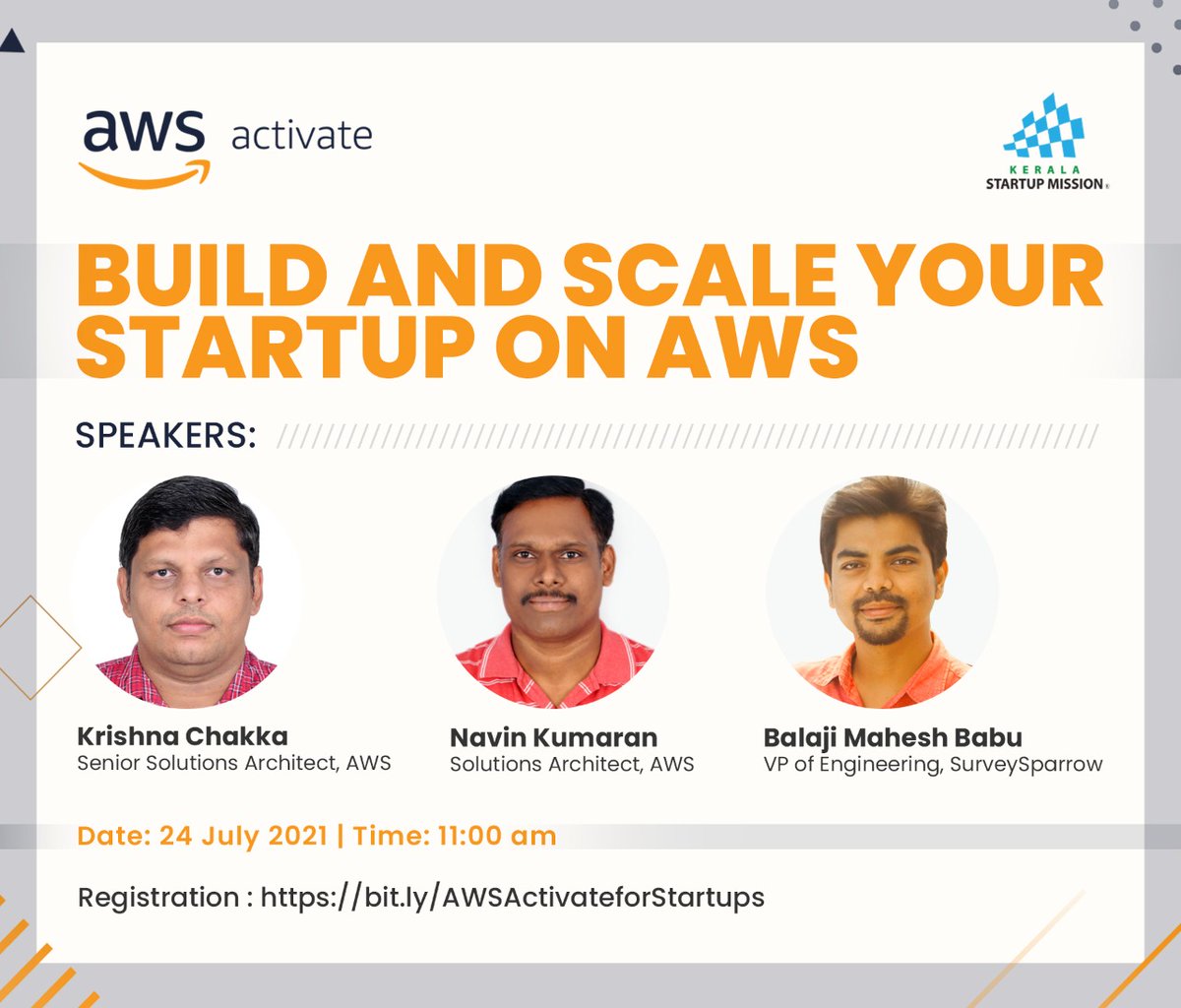 Fasildotco's tweet photo. KSUM and AWS Activate jointly host the session on 24 July 2021 at 11 am.

The session will carry core AWS concepts such as security, scalability, availability, flexibility, cost-efficiency, and architectural best practices to get started and accelerate on AWS. https://t.co/qsAgpUGwsL