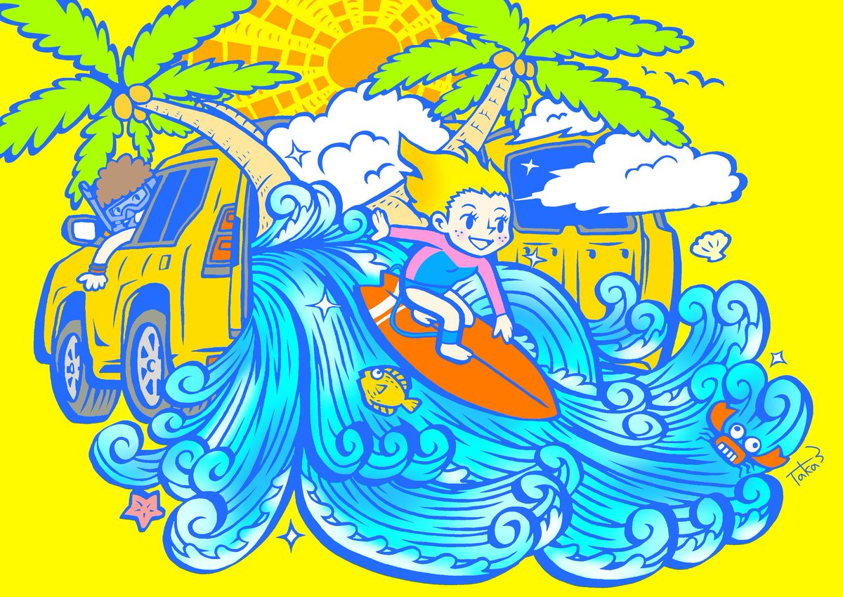 本日7 21は 海の日 だそうですヨ もちろん仕事 今 タカさん 絵描きさん のイラスト