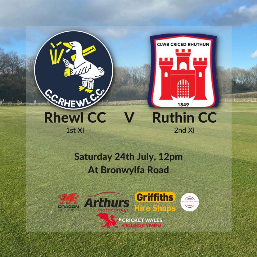 RhewlC's tweet photo. Saturday see’s us welcome @ruthincclub 2nds. Hopefully the weather holds and we can have a great day of cricket. @NWCL_official https://t.co/3IiIewQPnk