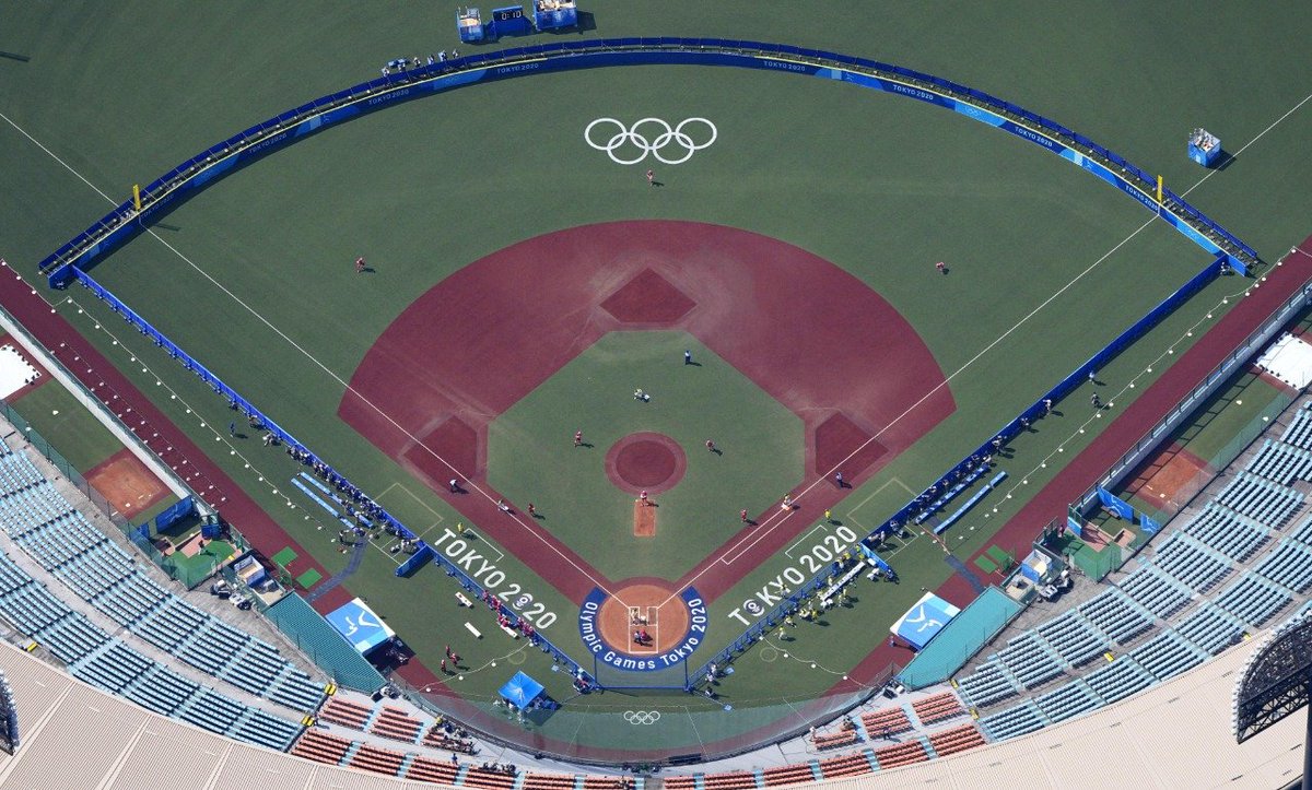 WBSC's tweet photo. 🚁📸  #Tokyo2020 https://t.co/qQE2lwmNWo