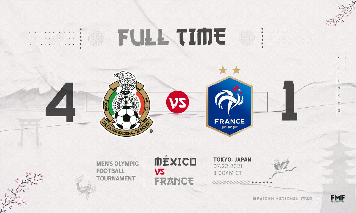 miseleccionmxEN's tweet photo. #Olympic | #MEXFRA | Final whistle in 🇯🇵. 

WHAT A PERFORMANCE. 🇲🇽🆚🇫🇷

#Tokyo2020 https://t.co/fe7stYGOG9
