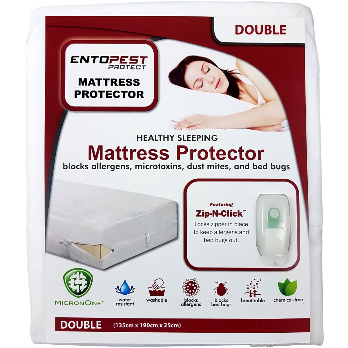 Entopest double Size Mattress Protector. 

Entopest offers the MicronOne fabric technology and Zip-N-Click bed bug blocking closure system in an economical design that makes bed bug protection and allergy protection an affordable priority in your life.

#fortproducts #pestcontrol