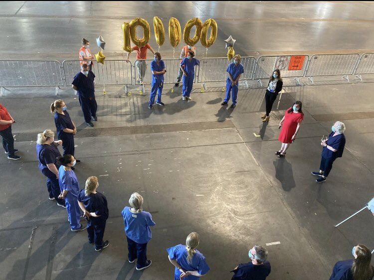 The team in HSE Covid 19 Testing centre located at Punchestown Convention Centre marked their 100,000th swab since opening on 24th August 2020. We marked this occasion at the 10.30am briefing on Wednesday morning 21st of July and identified the 100,000th person at 11am.