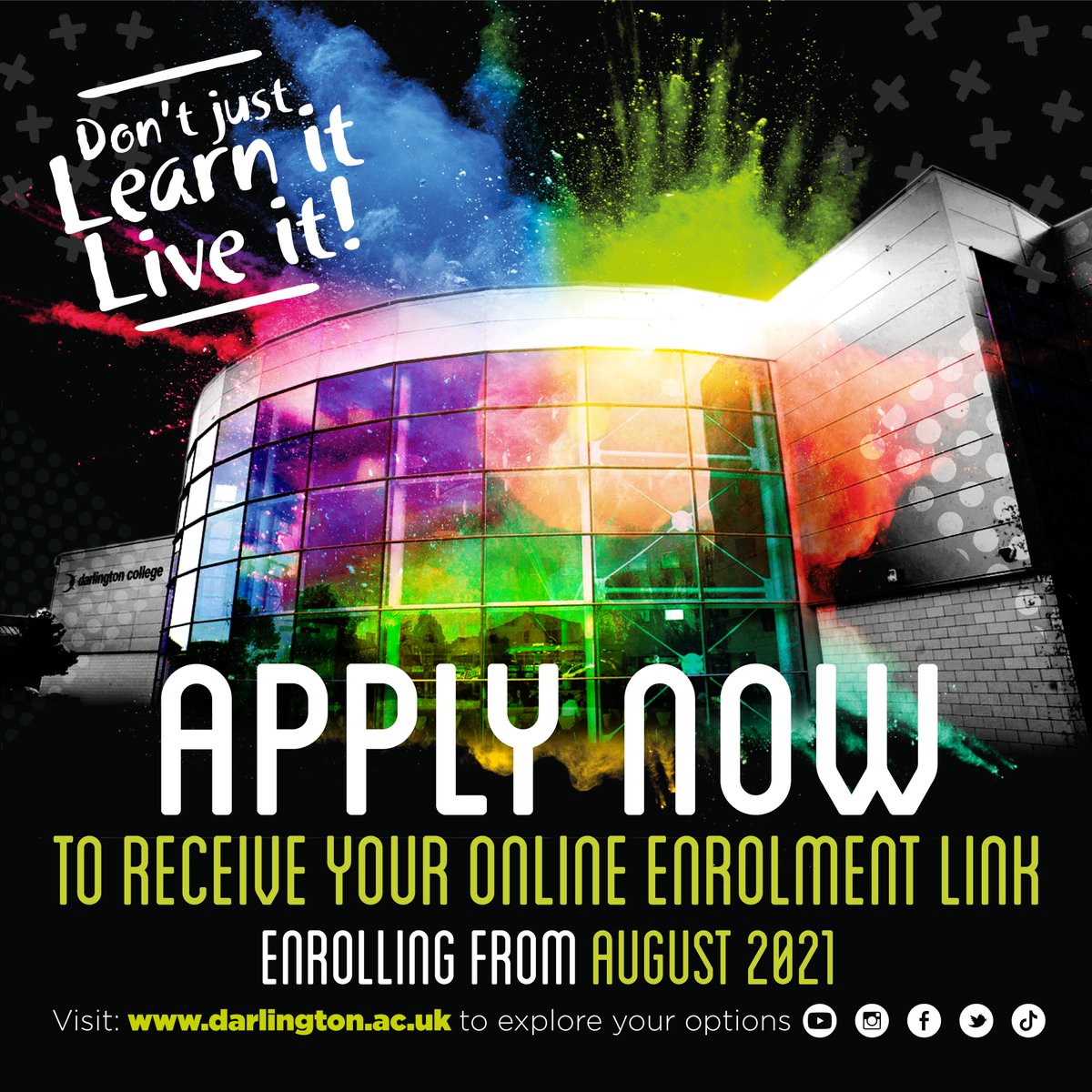 It’s going to be YOUR year to achieve great things and Darlington College are here to get you started. 

We’ve put together a handy frequently answered questions page for those looking to enrol this summer: darlington.ac.uk/courses/import…

Don’t Just Learn It – Live It!