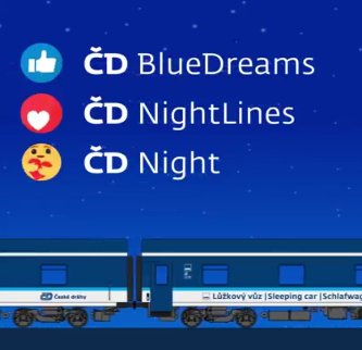 CD Ceske Drahy are currently upgrading their couchettes and sleeping cars, and are looking for a common name for them.

What would you recommend to them?

 1️⃣ ČD BlueDreams
 2️⃣ ČD NightLines
 3️⃣ ČD Night

vote on their Facebook m.facebook.com/ceskedrahy/vid…