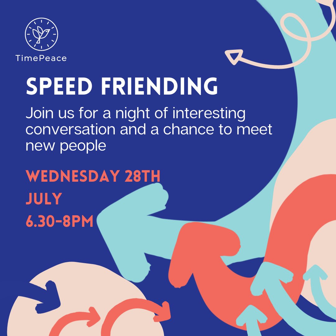 TimePeaceApp's tweet image. We are very excited to invite you to our upcoming Speed Friending event! 🙌 We will be talking about life in London, hobbies and identity - conversation topics chosen by our community members. 🌟We would love for you to join us! Sign up here: bit.ly/SFJulyEventbri…