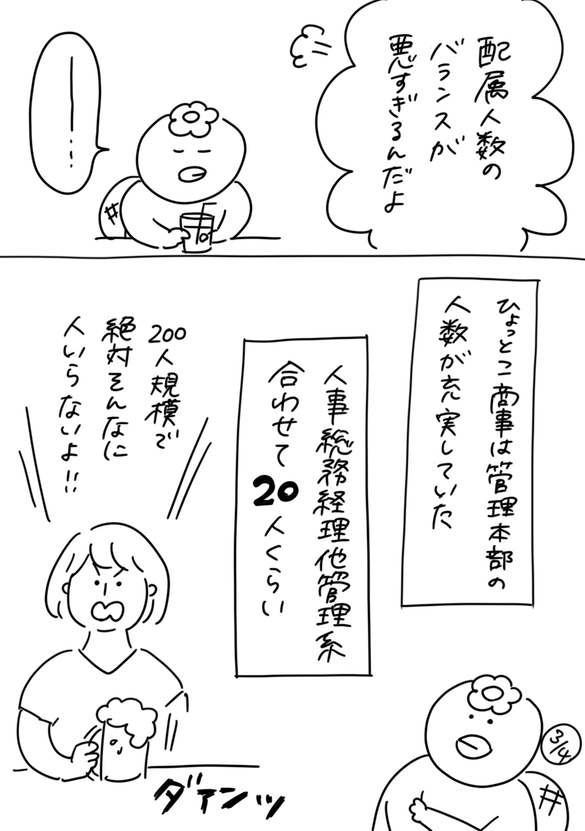 【社会人3年目】220人の会社に5年居て160人辞めた話
161「管理本部の人数」
#漫画が読めるハッシュタグ #エッセイ漫画 