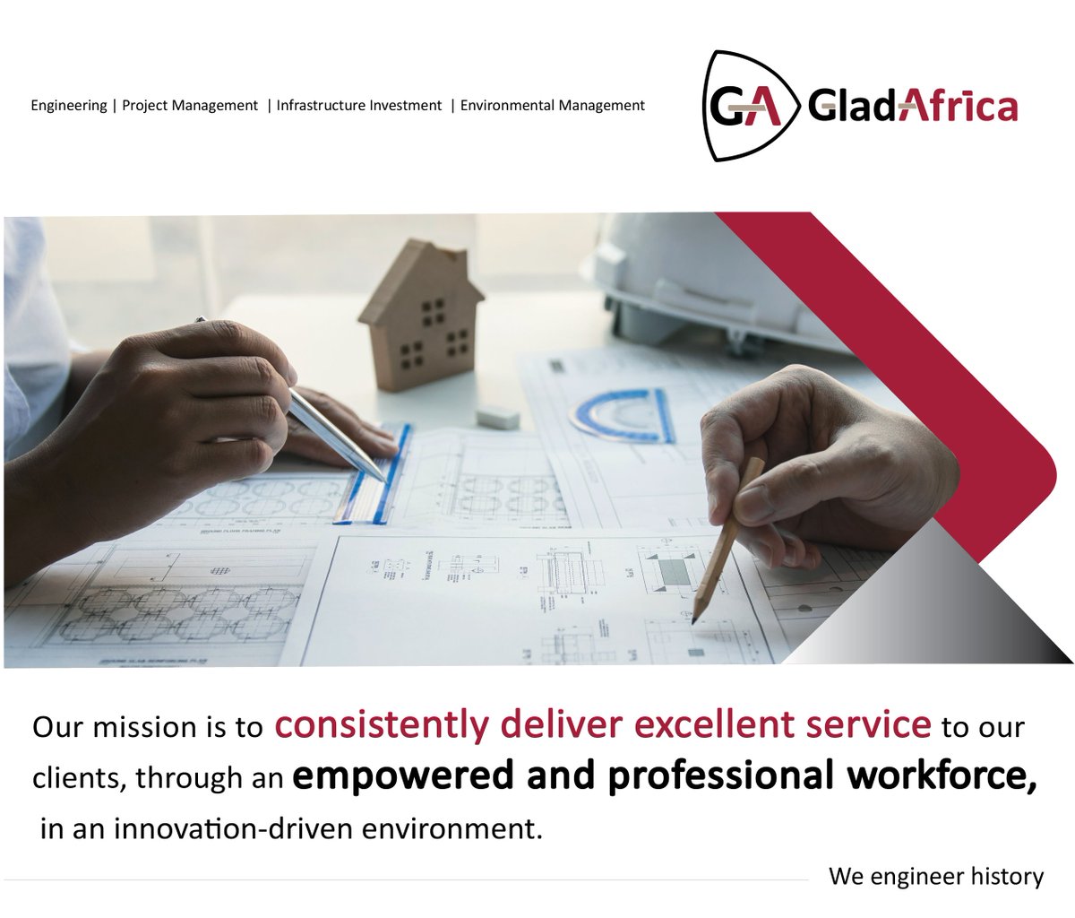 GladAfricaGroup's tweet photo. GladAfrica's Mission: 
To consistently deliver excellent service to our clients, through an empowered and professional workforce, in an innovation-driven environment. 

#GladAfricaGroup #MissionStatement #WeEngineerHistory #EngineeringExcellence https://t.co/ILMl8iudSH