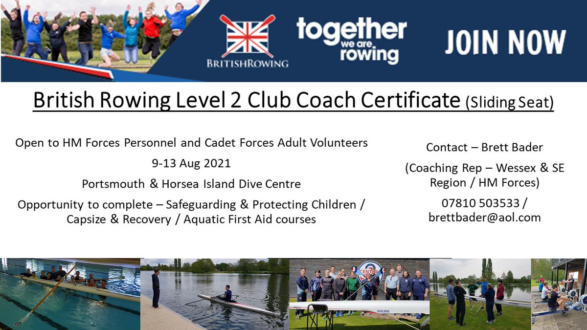 Brett Bader (@brettsbader) on Twitter photo Last chance to book onto this great opportunity to develop as a coach & grow the sport of rowing. Are you up for the challenge of completing a <a href="/BritishRowing/">British Rowing</a> Club Coach qualification. 🚣
<a href="/ArmySportASCB/">Army Sport</a> <a href="/Armyrowingclub/">Army Rowing Club</a> <a href="/NAVYfit/">NAVYfit</a> <a href="/HQRAFSport/">RAFSport</a> <a href="/RAF_Rowing_Club/">Royal Air Force Rowing Club</a> <a href="/NavyRowing/">Navy Rowing</a> Last chance to book onto this great opportunity to develop as a coach & grow the sport of rowing. Are you up for the challenge of completing a <a href="/BritishRowing/">British Rowing</a> Club Coach qualification. 🚣
<a href="/ArmySportASCB/">Army Sport</a> <a href="/Armyrowingclub/">Army Rowing Club</a> <a href="/NAVYfit/">NAVYfit</a> <a href="/HQRAFSport/">RAFSport</a> <a href="/RAF_Rowing_Club/">Royal Air Force Rowing Club</a> <a href="/NavyRowing/">Navy Rowing</a>