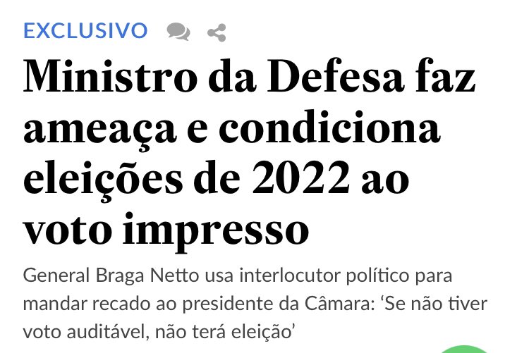 andretrig's tweet photo. Denúncia grave do @Estadao revela interferência das Forças Armadas no Congresso c/ameaça golpista https://t.co/gxIalglp98