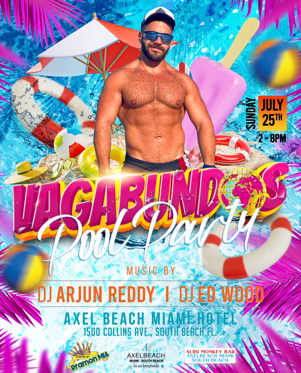 SUNDAY JULY 25th
VAGABUNDOS POOL PARTY 💦
Tickets:
eventbrite.com/e/vagabundos-p…

DJ: ajreddy (IG) @djedwood

Bar and restaurant powered by #alibimonkey

#nextsunday #poolparty #miamibeach #vagabundospoolparty