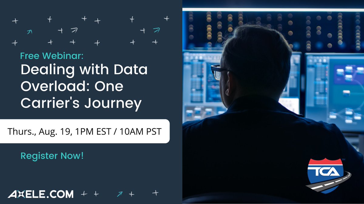 axelebyoptym's tweet photo. While data today is plentiful, it’s a challenge for carriers who are always short on time and resources to make the insights actionable. Hear how one carrier "cut through the noise" and successfully solved the problem. Free webinar presented by the TCA.
https://t.co/uJ8rNRbvz7 https://t.co/WcRUR04HbQ
