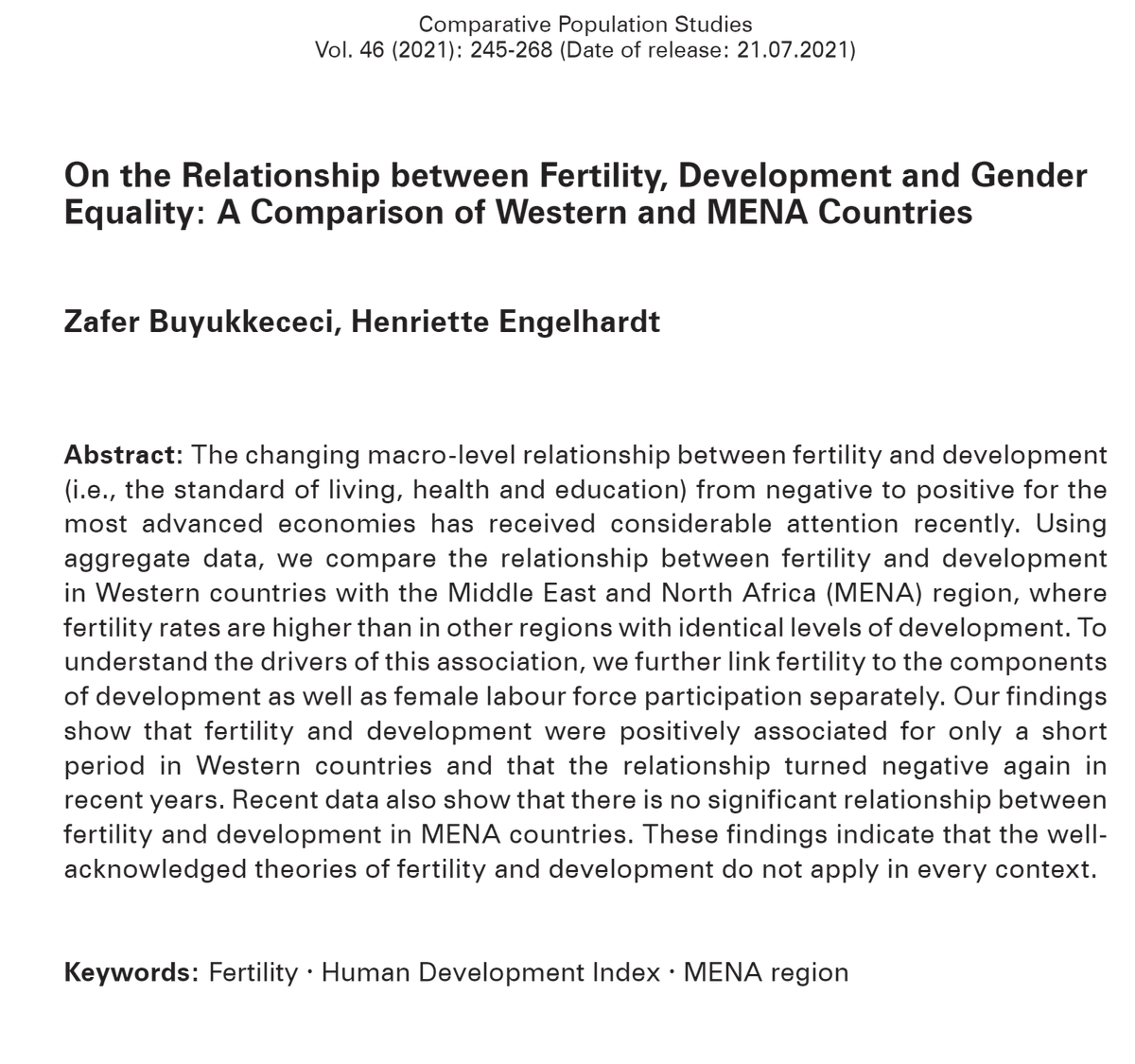 zafer buyukkececi (@zafer_113) on Twitter photo New study by Henriette Engelhardt and me comparing the relationship between #fertility and #development in Western countries with the #MENA region, published in <a href="/cpos_journal/">Comparative Population Studies</a> New study by Henriette Engelhardt and me comparing the relationship between #fertility and #development in Western countries with the #MENA region, published in <a href="/cpos_journal/">Comparative Population Studies</a>