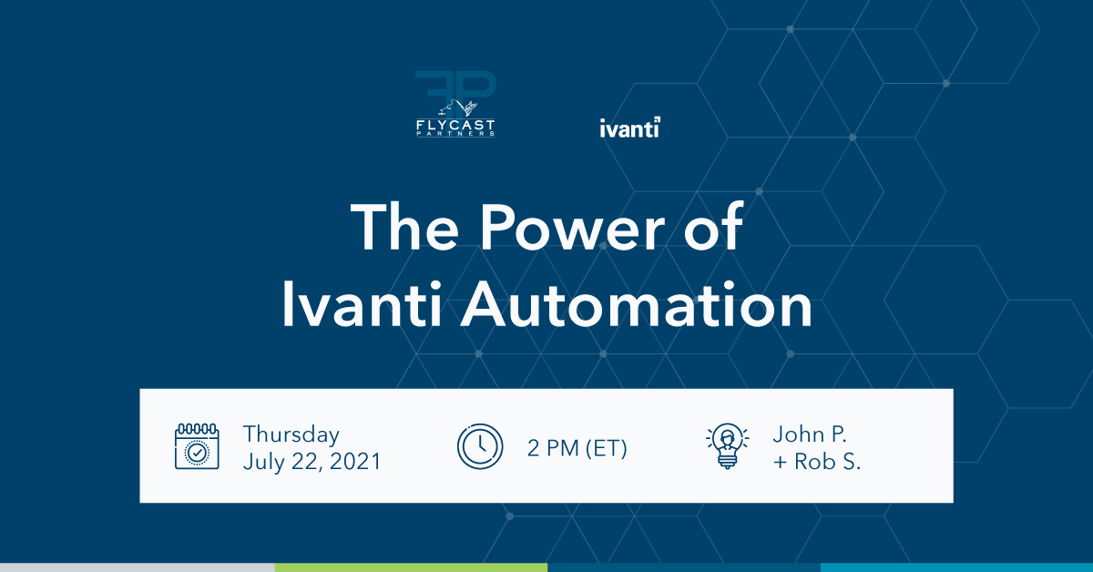 Flycast_'s tweet photo. Have you discovered the Power of Ivanti Automation? ✨ 
Register for our webcast to learn how Ivanti Automation can simplify the management of your infrastructure + get the ROI out of your investments: https://t.co/KwintC2a57
#Ivanti #Automation #SimplifyingIT #PowerofIvanti https://t.co/vfiB7CgD5o