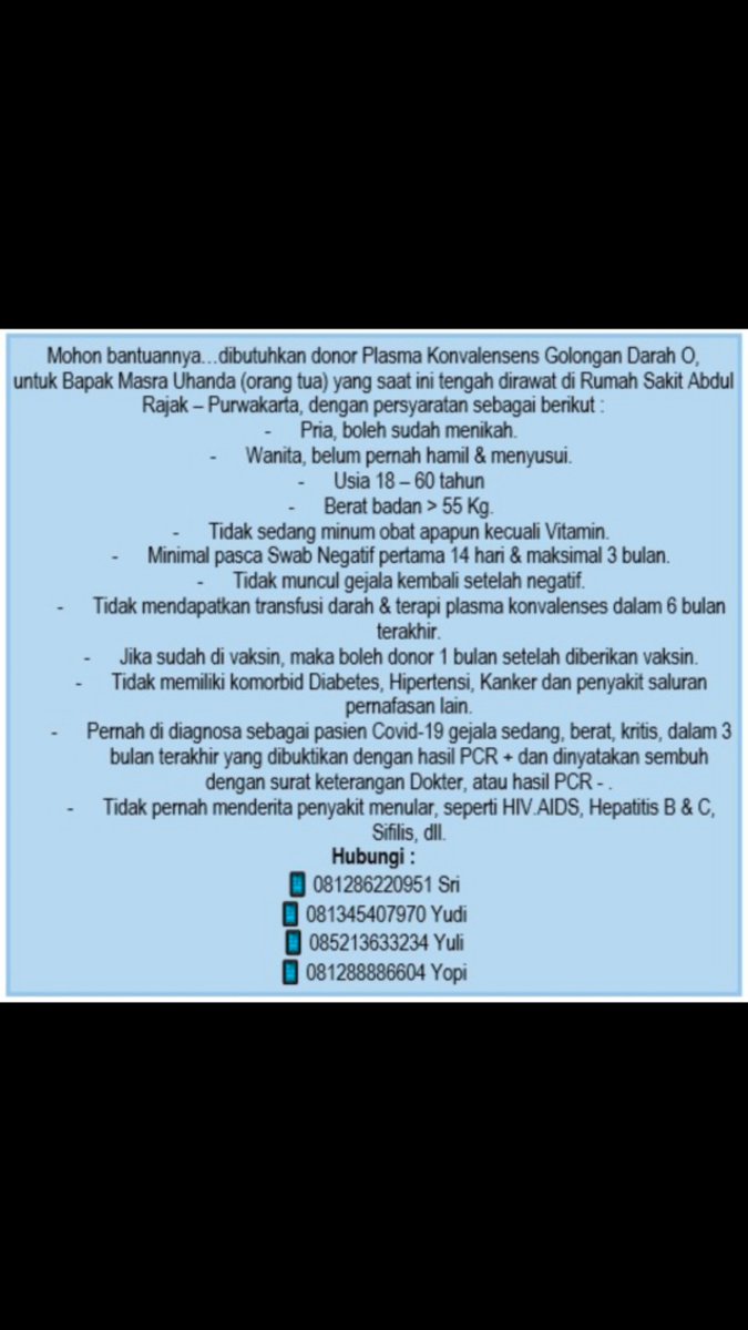 chandrawij's tweet photo. tolong bantuannya, barangkali ada yang bisa donor sesuai kriteria @InfoCKP @infokrwg @DinasKominfoKRW https://t.co/LcQrdeQM2y