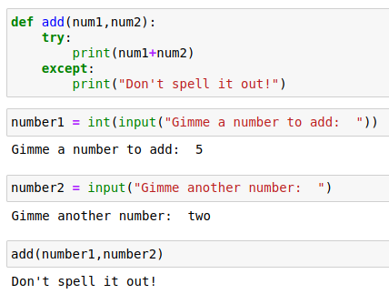 SteveisCoding's tweet image. R1:D27 - #Python #100DaysOfCode:
Errors happen. We expect them to happen. That's why we handle them with exceptions, which allow code to continue despite the errors. These keywords help:
• 'try:'
• 'except:'
• 'finally:'
Here is a SIMPLE example that avoids a TypeError.