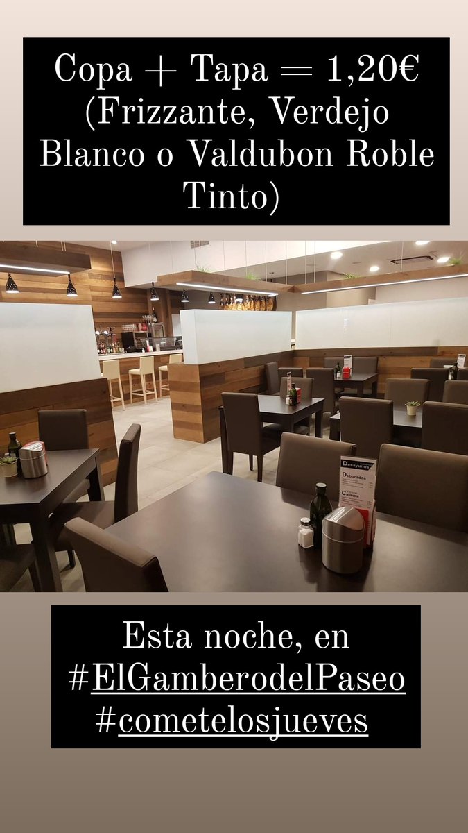 Te apetece? verdad?
COPA + TAPA = 1,20€
Te esperamos!
