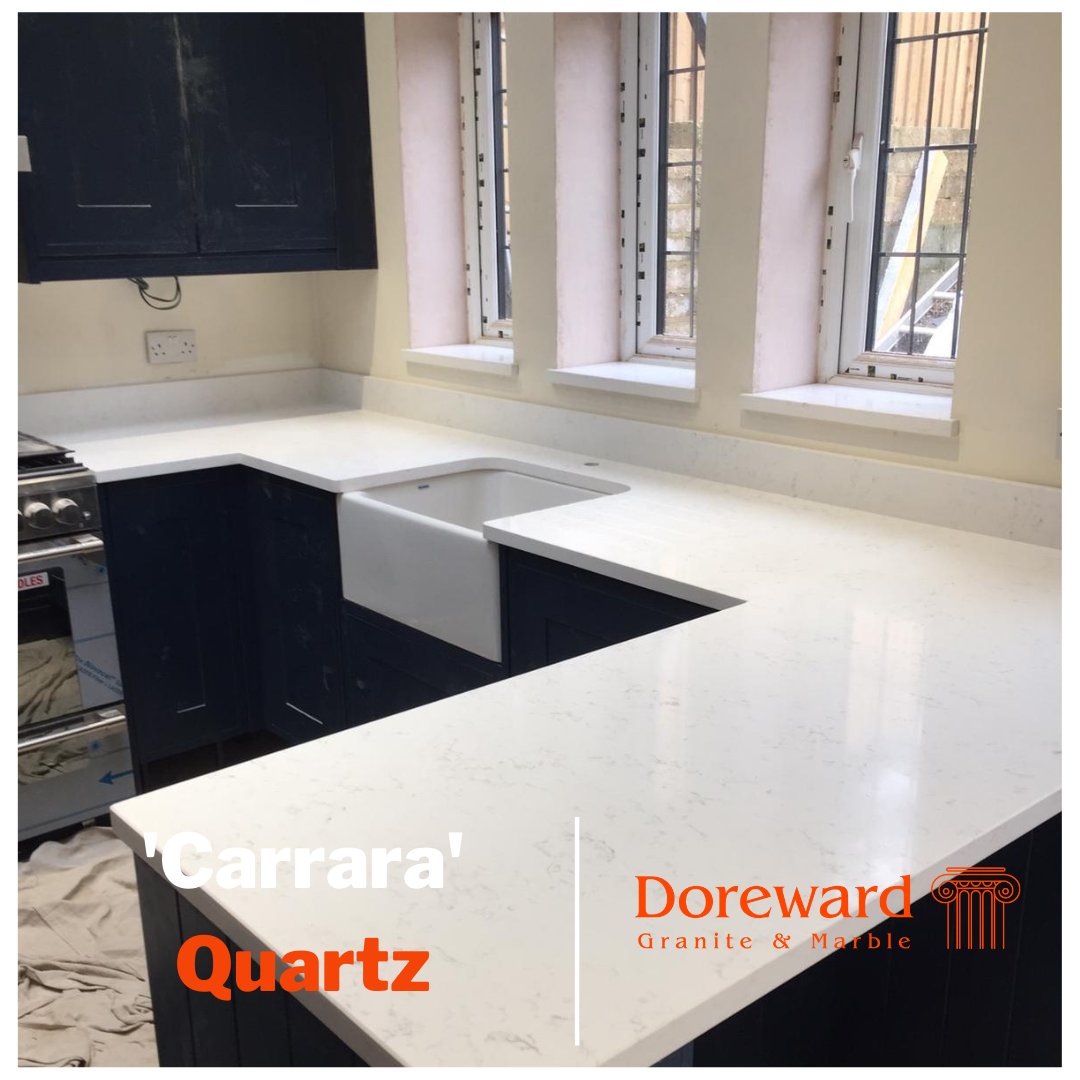 Proving extremely popular. Carrara Quartz. #quartz #worktops #coggeshall