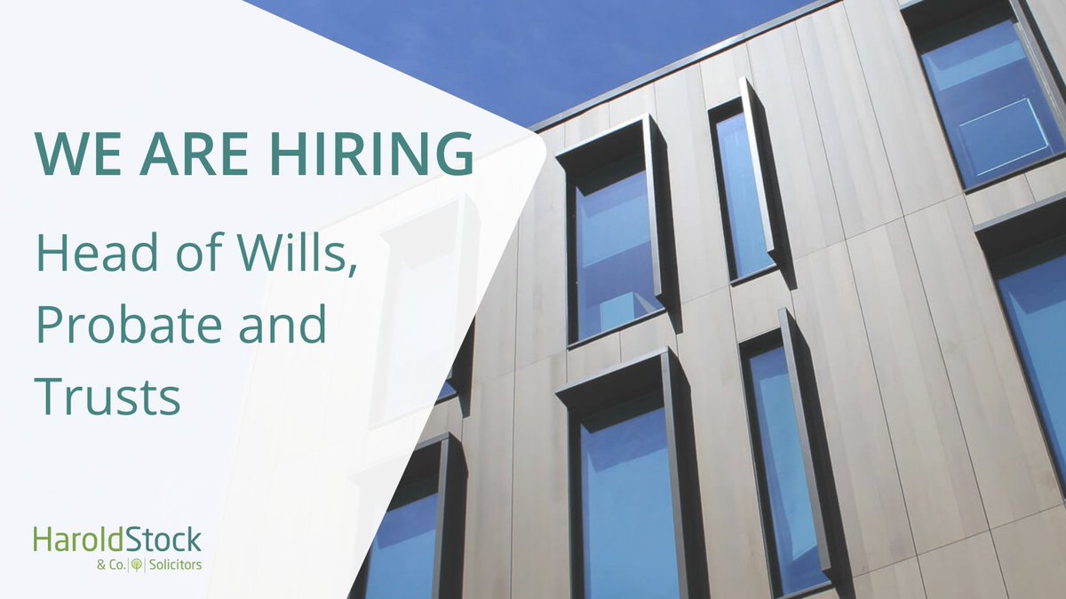 Please share! We are looking for a Head of Wills, Probate and Trusts Department to be based in our #Mossley or #Stockport office. Flexible working arrangements are possible: haroldstock.com/vacancy/head-o…