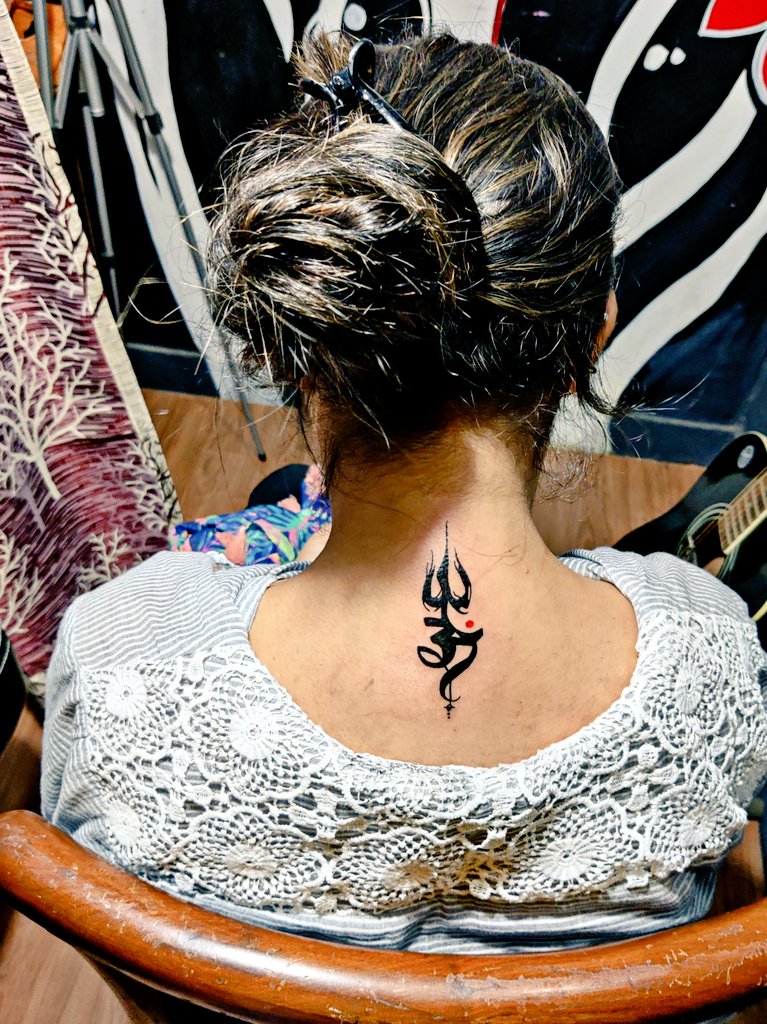 Trishul Tattoo Designs on Neck  Neck Tattoos for Men  Om Tattoos for men   Tattoo Timelapse  YouTube