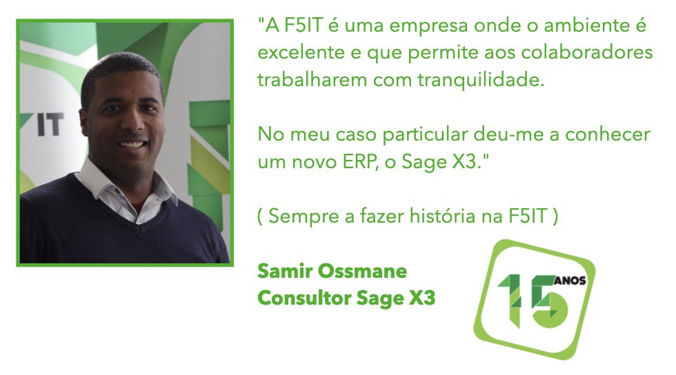 f5it's tweet photo. F5IT 15 ANOS  - Samir Ossmane
Consultor Sage X3
#f5it15anos #consultores #SageX3 https://t.co/UECxsZ4UlG