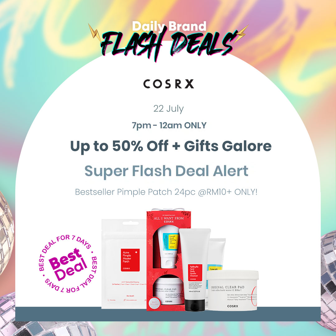 HermoMYOfficial's tweet photo. β³ Daily Brand Flash β° Enjoy COSRX brand-wide discounts of up to 50% OFF from 7pm until 12am π Lowest price guaranteed, you won't want to miss it! πͺ
Shop π https://t.co/7VIjXLAZ0z
*Terms and conditions apply
#HermoMY #YourBeautyYourWay #COSRX #GoldenJulyCelebration π https://t.co/E5vu408FYy
