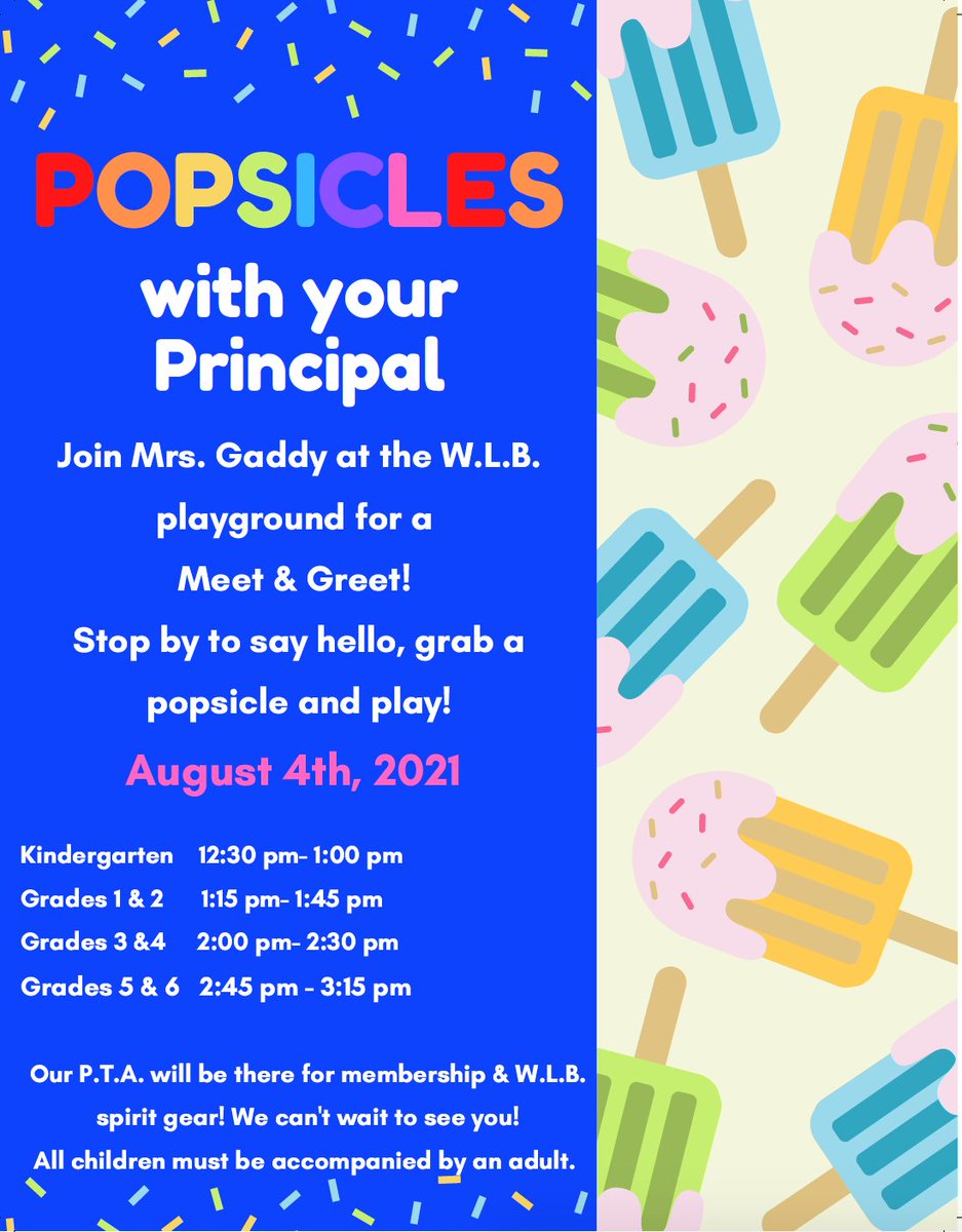 William L. Buck School (@valleystreamwlb) on Twitter photo Reminder: Tomorrow is "Popsicles With Your Principal"! We can't wait to see all of our WLB students there!
#LookForTheAwesome #VS24
<a href="/VS24District/">Valley Stream 24 School District</a> <a href="/DonSturz/">Don Sturz</a> <a href="/MrsGaddy1/">Mrs. Gaddy 💕💚</a> Reminder: Tomorrow is "Popsicles With Your Principal"! We can't wait to see all of our WLB students there!
#LookForTheAwesome #VS24
<a href="/VS24District/">Valley Stream 24 School District</a> <a href="/DonSturz/">Don Sturz</a> <a href="/MrsGaddy1/">Mrs. Gaddy 💕💚</a>