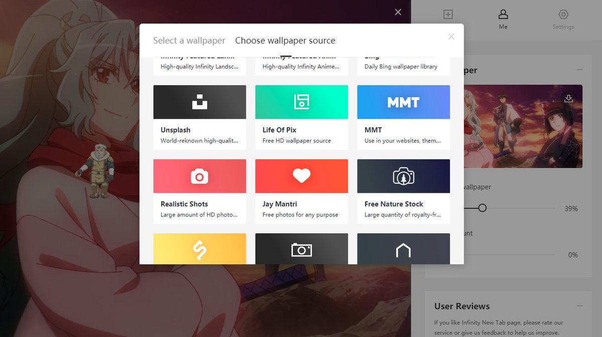 infinitynewtab's tweet image. You can choose cloud wallpaper, local wallpaper, solid color wallpaper; Also choose from a number of selected HD Wallpaper sources, or create your own custom wallpaper source.
All wallpaper sources can switch the frequency of automatic wallpaper replacement.