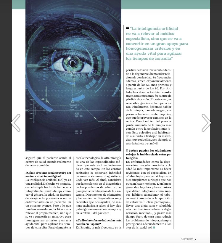 “La excelencia en el diagnóstico de los problemas de salud ocular pasa por la tecnificación de la asistencia”

Gracias a Ángel Zorrilla por la amable y elegante entrevista.

issuu.com/fespriu/docs/c…