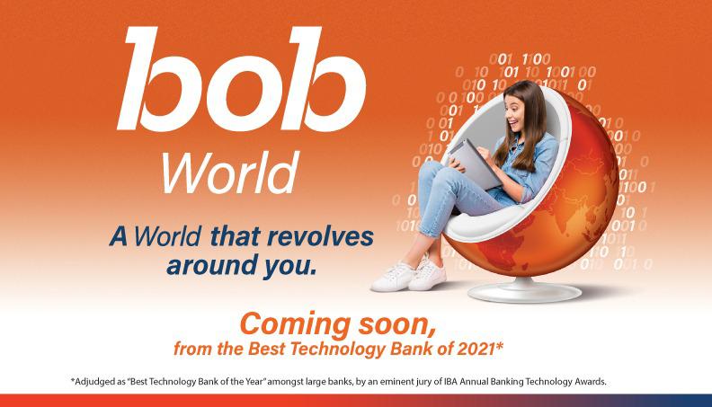 BOB - the best technology bank of 2021 is bringing to us #bobWorld. Can't wait for it! Are you ready? <a href="/bankofbaroda/">Bank of Baroda</a>
