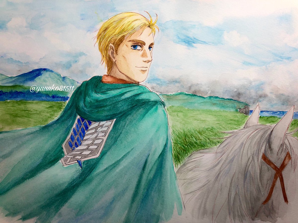 イケメンに描けたエルヴィンを見せるしこれを見た人も見せる エルヴィンも見ちゃっ ゆうのイラスト