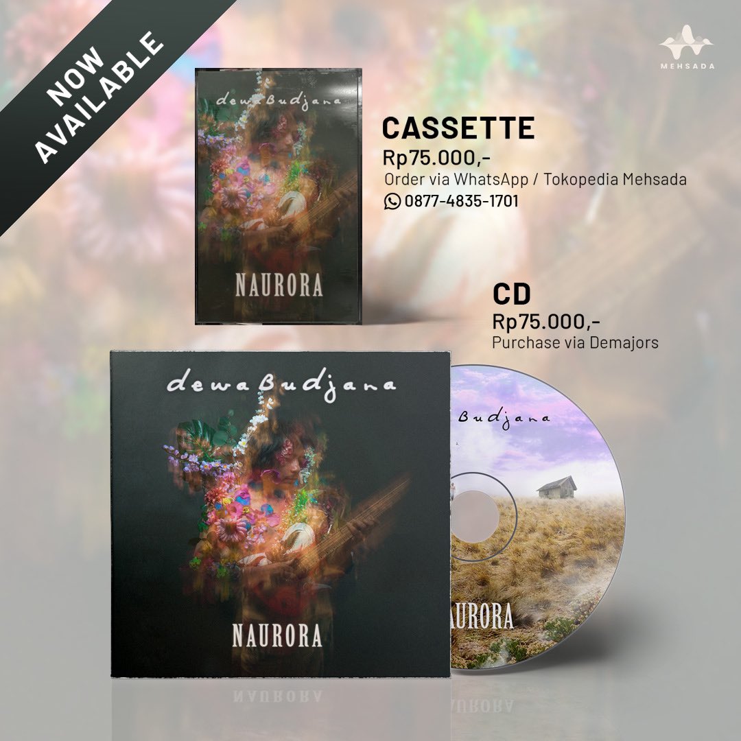 Pita kaset dari <a href="/dewabudjana/">Dewa Budjana</a> ‘Naurora’ sudah bisa didapatkan. Klik link di bio kami untuk pemesanan. Untuk CD bisa didapakan via demajors.com / jaringan distribusi demajors (<a href="/demajorsrecs/">demajors</a>).