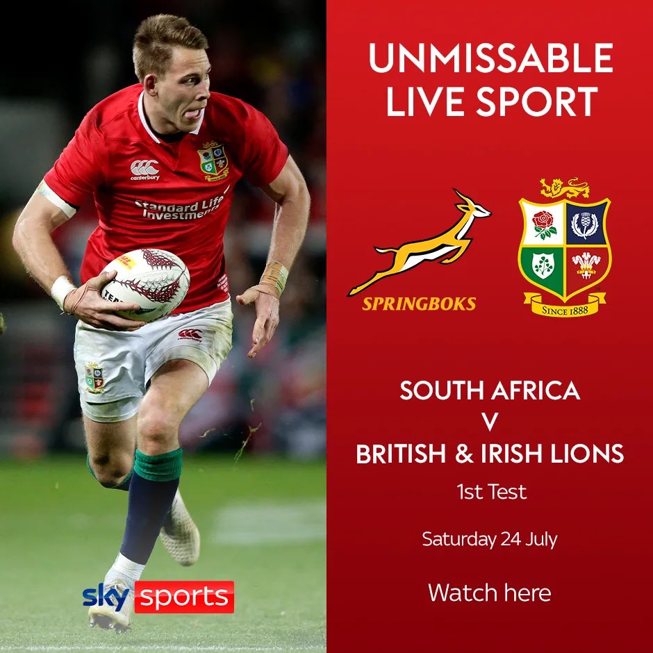 Did someone say 1st test? 

Come and watch the British &amp; Irish Lions 🦁 take on the Springboks 🇿🇦 at the club this Saturday all live in HD 

Kick off is 5pm and the club will be open from 2pm with a range of fresh sandwiches,🥪 garnished with salad 🥗 and crisps, cottage pie 🥧